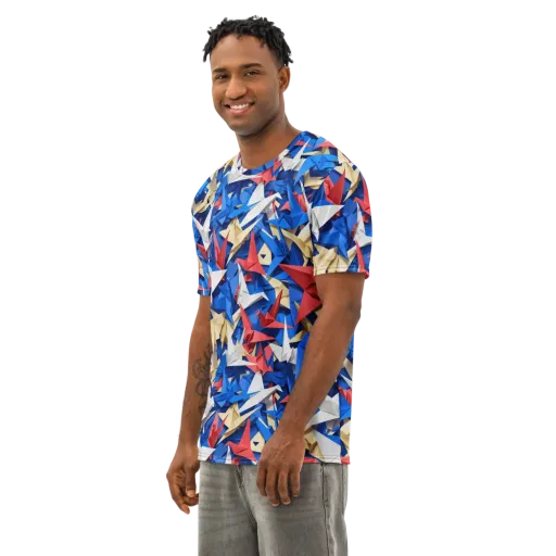 Crane Carnival on a Men's Cotton Crew Neck T-Shirt
