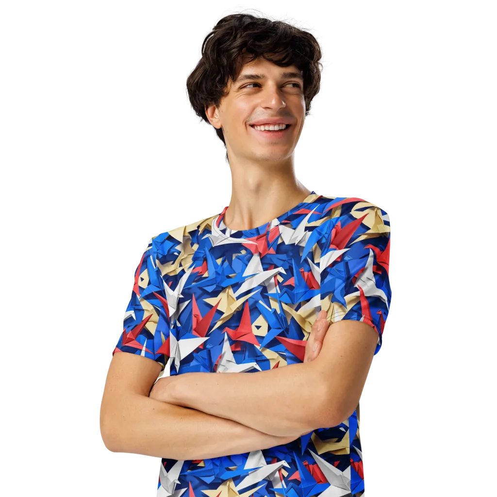 Crane Carnival on Men's Crew Neck T-Shirt — Left Front