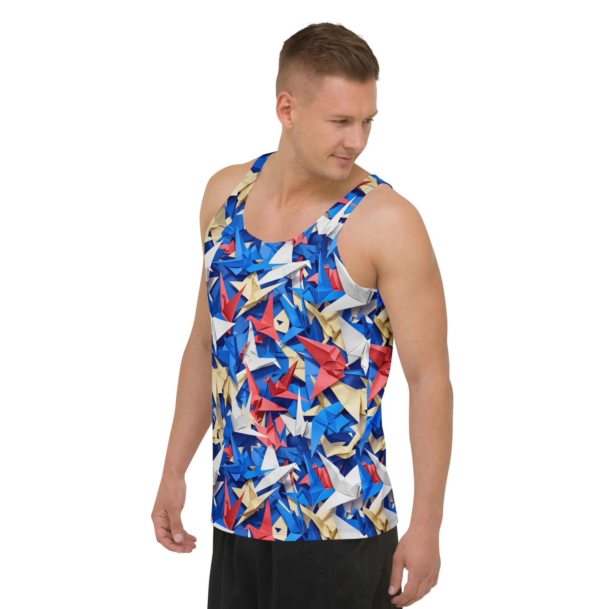 Crane Carnival on Men's Tank Top — Left Front
