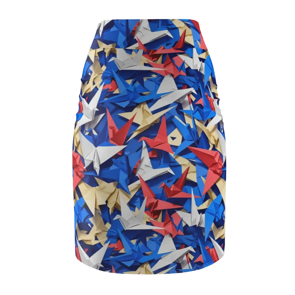 Crane Carnival on Pencil Skirt — Back