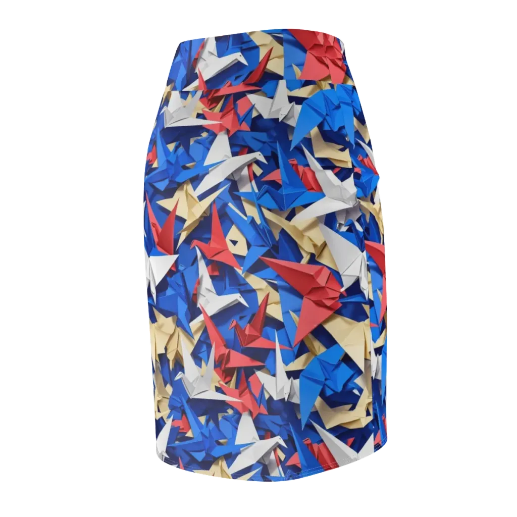 Crane Carnival on Pencil Skirt — Back Side