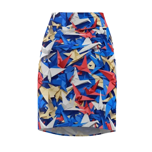 Crane Carnival on a Pencil Skirt
