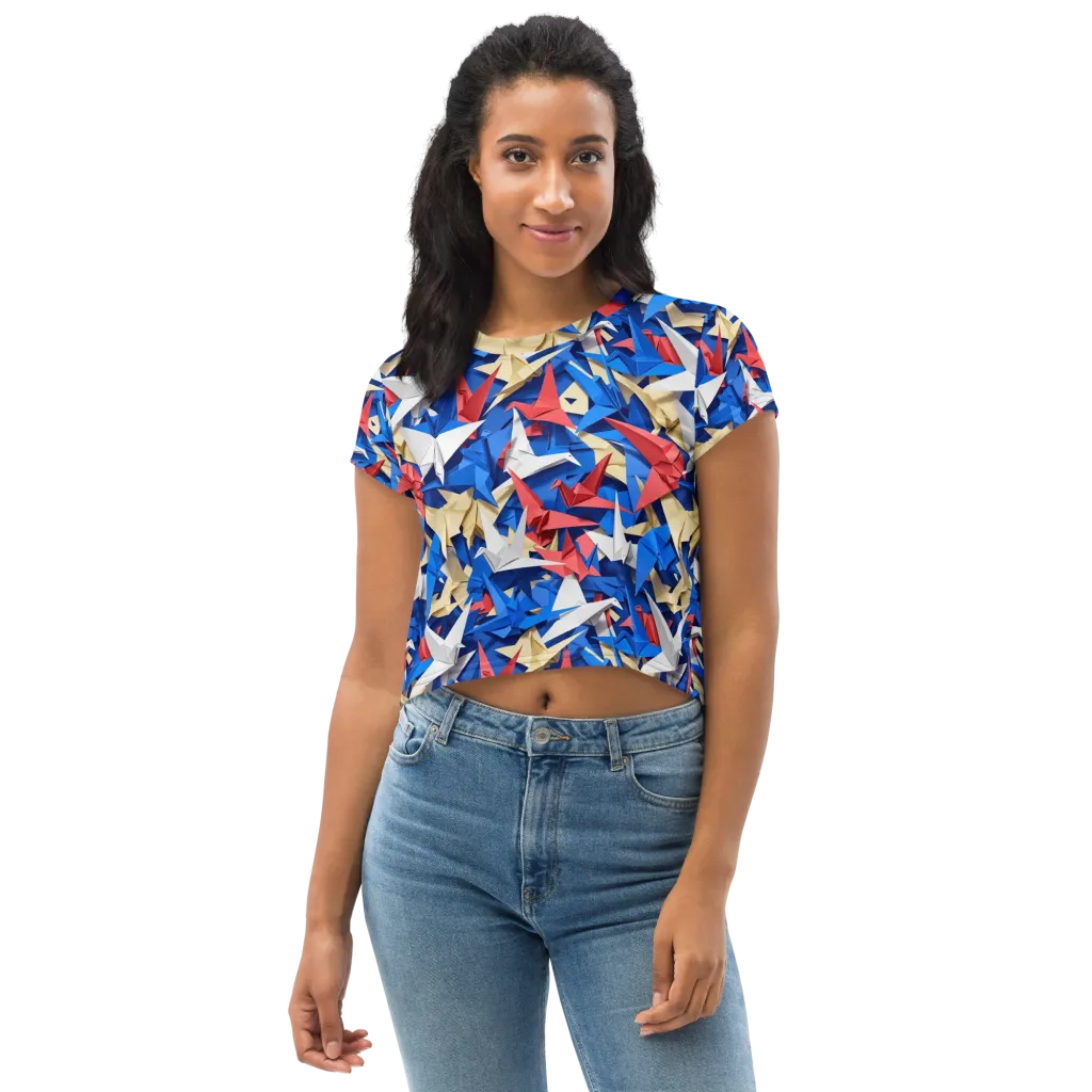 Crane Carnival on Crop Tee — Front