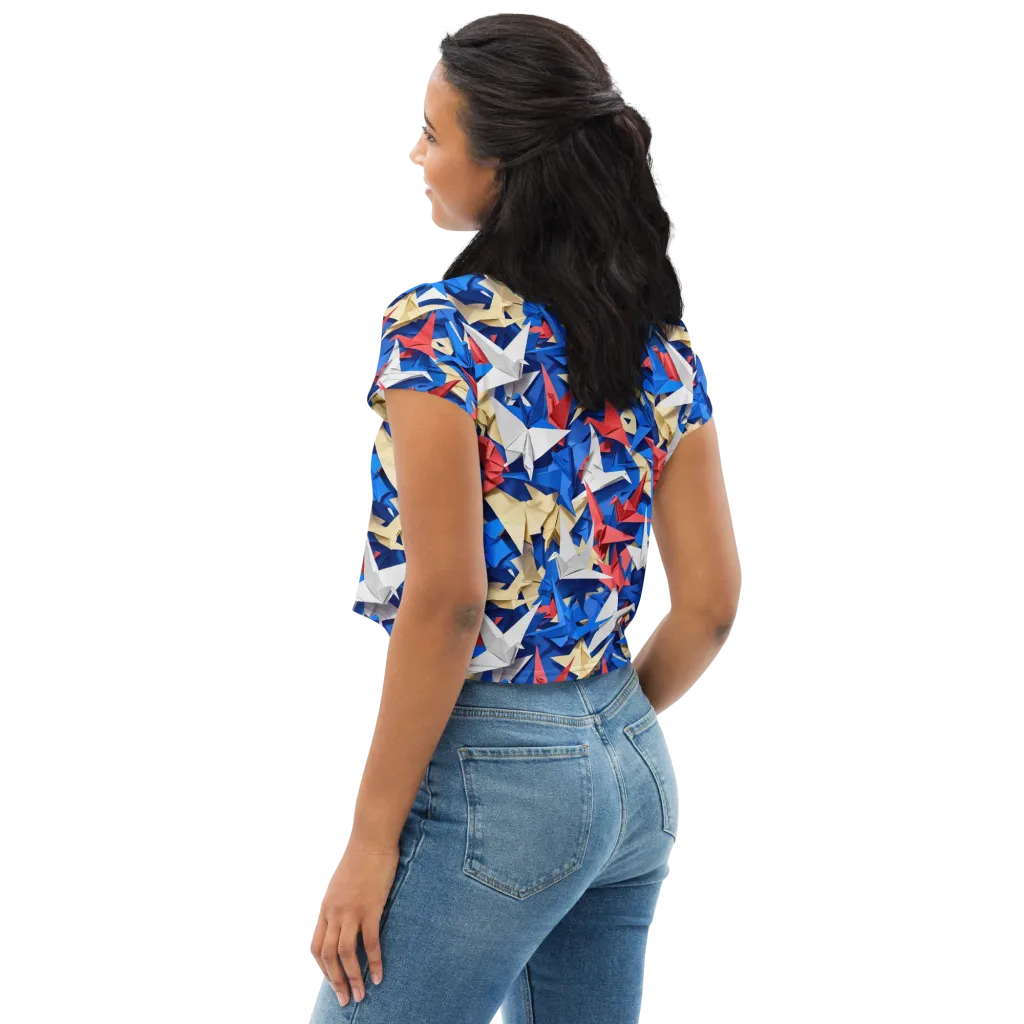 Crane Carnival on Crop Tee — Left Back