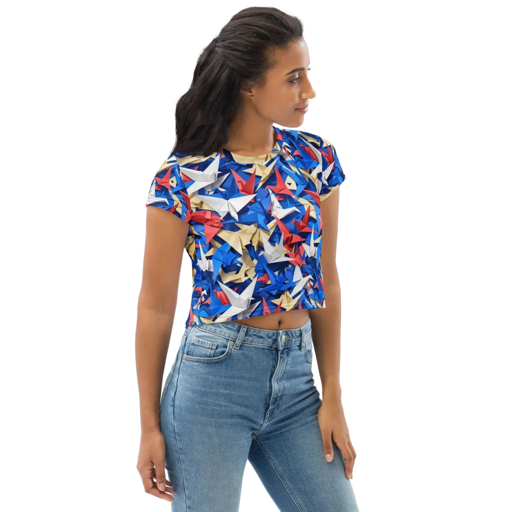 Crane Carnival on Crop Tee — Right Front