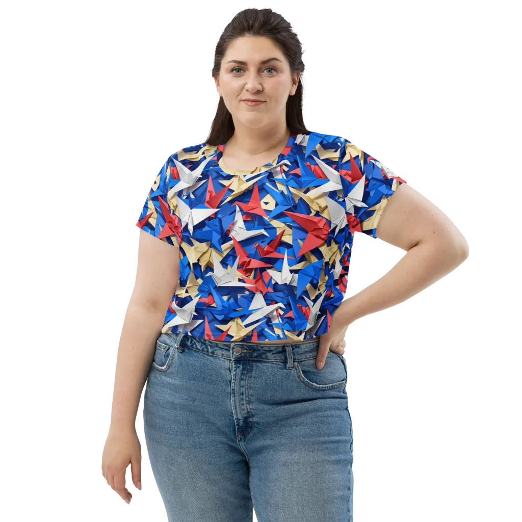Crane Carnival on Crop Tee — Front