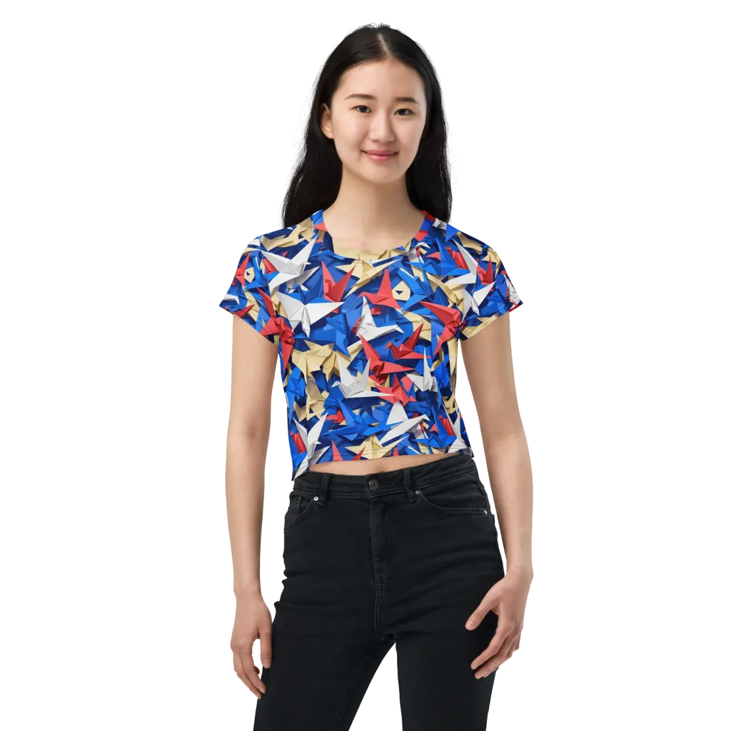 Crane Carnival on Crop Tee — Front