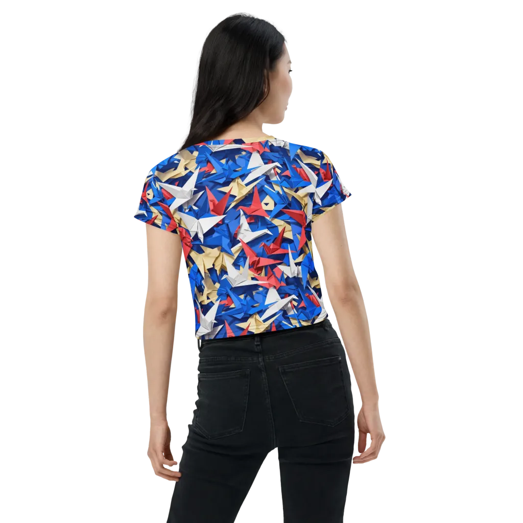 Crane Carnival on Crop Tee — Back