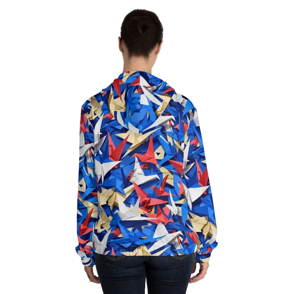 Crane Carnival on Women's Full-Zip Hoodie — Back On Person