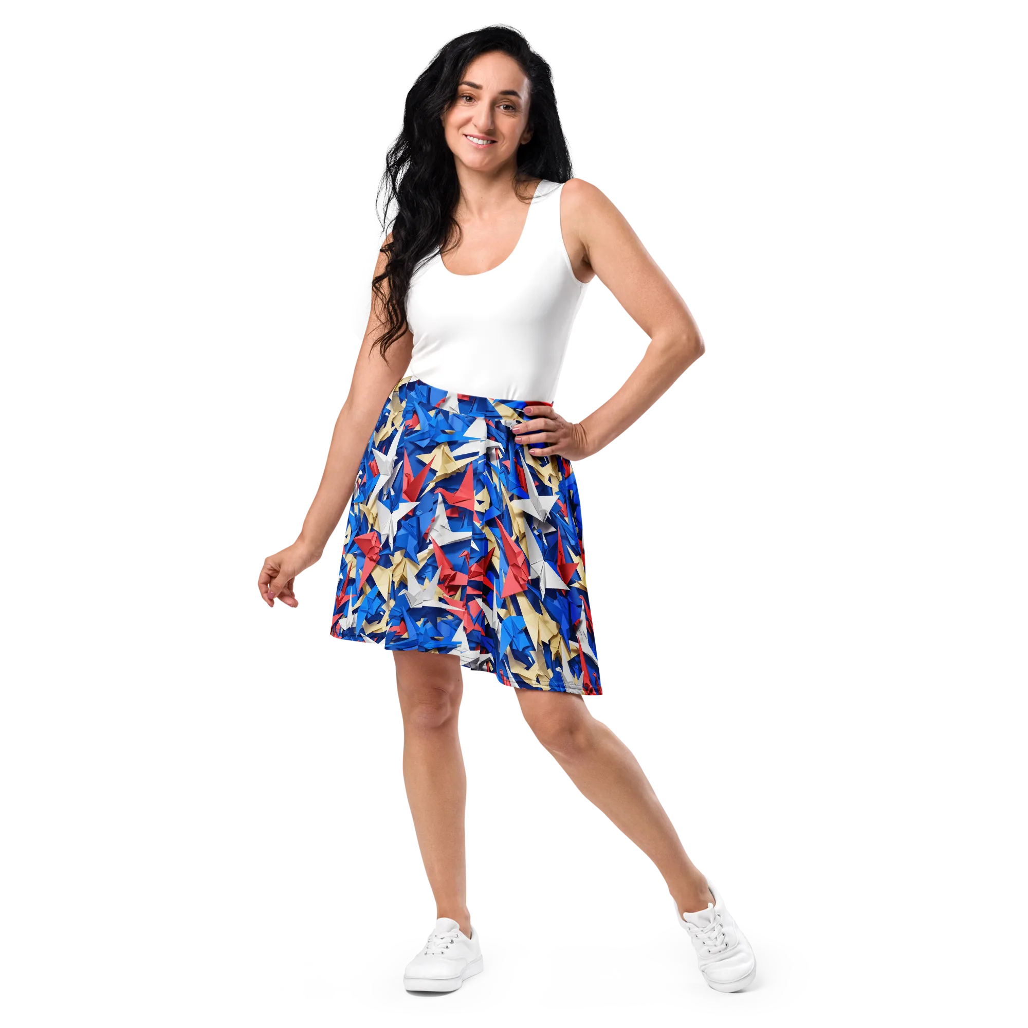 Crane Carnival on Skater Skirt — Front