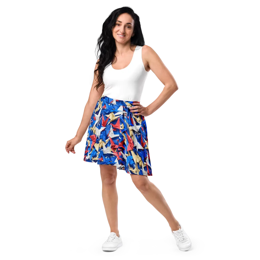 Crane Carnival on Skater Skirt — Front