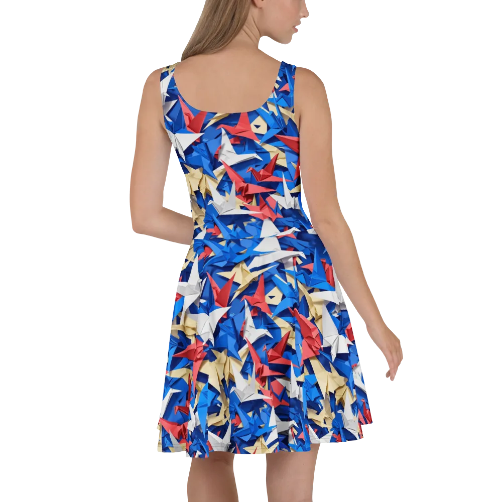 Crane Carnival on Skater Dress — Back