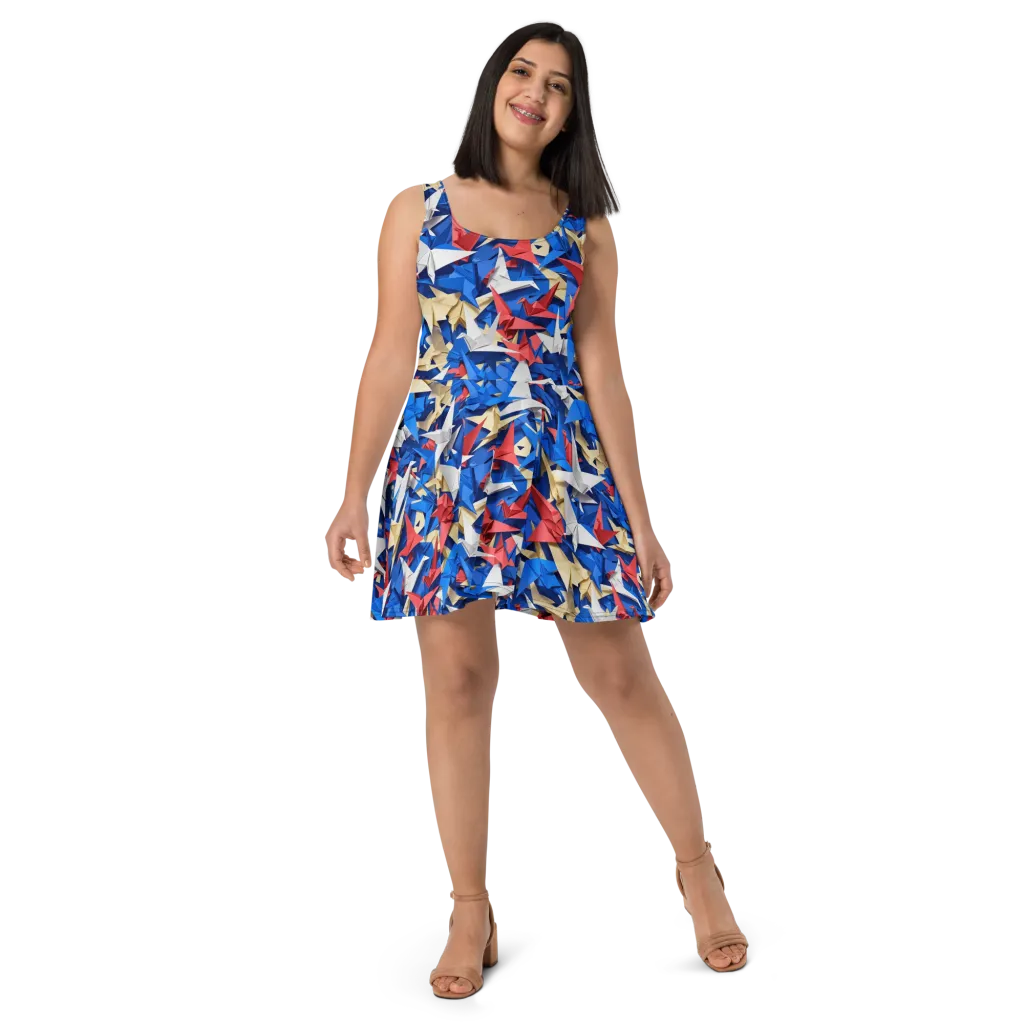 Crane Carnival on Skater Dress — Front