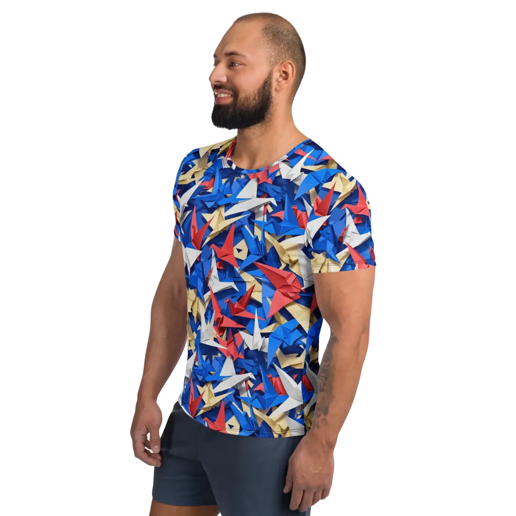 Crane Carnival on Men's Athletic T-Shirt — Left