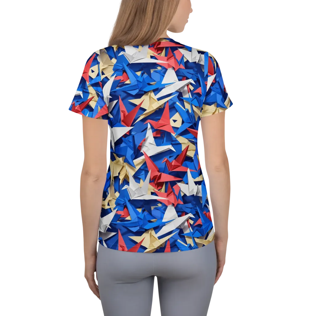 Crane Carnival on Women's Athletic T-Shirt — Back