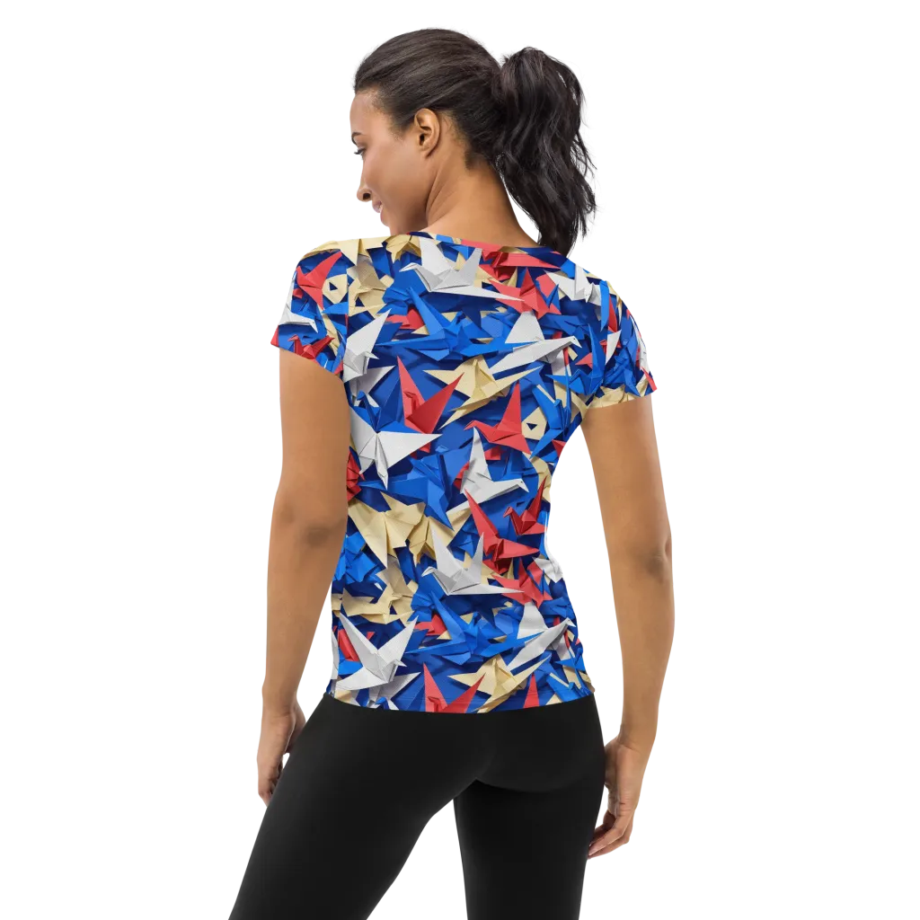 Crane Carnival on Women's Athletic T-Shirt — Back