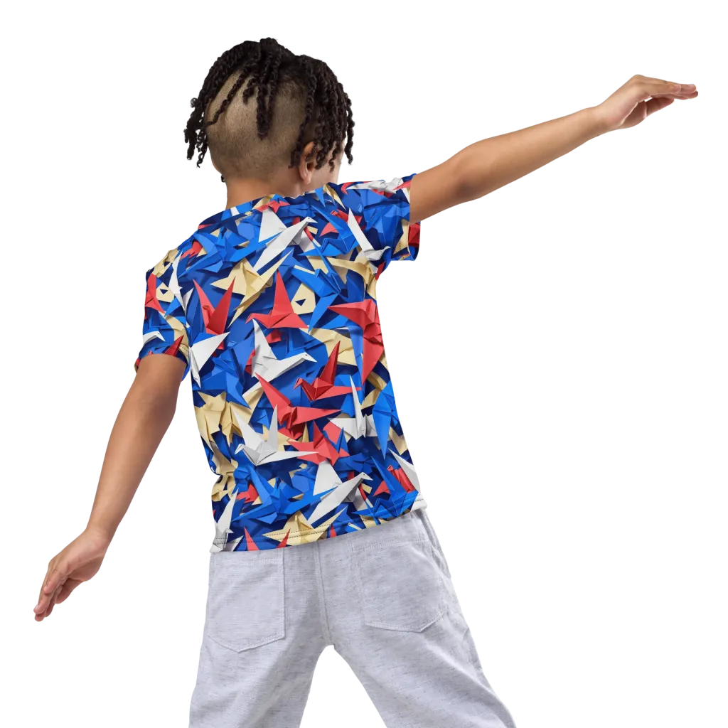 Crane Carnival on Kids Crew Neck T-Shirt — Back