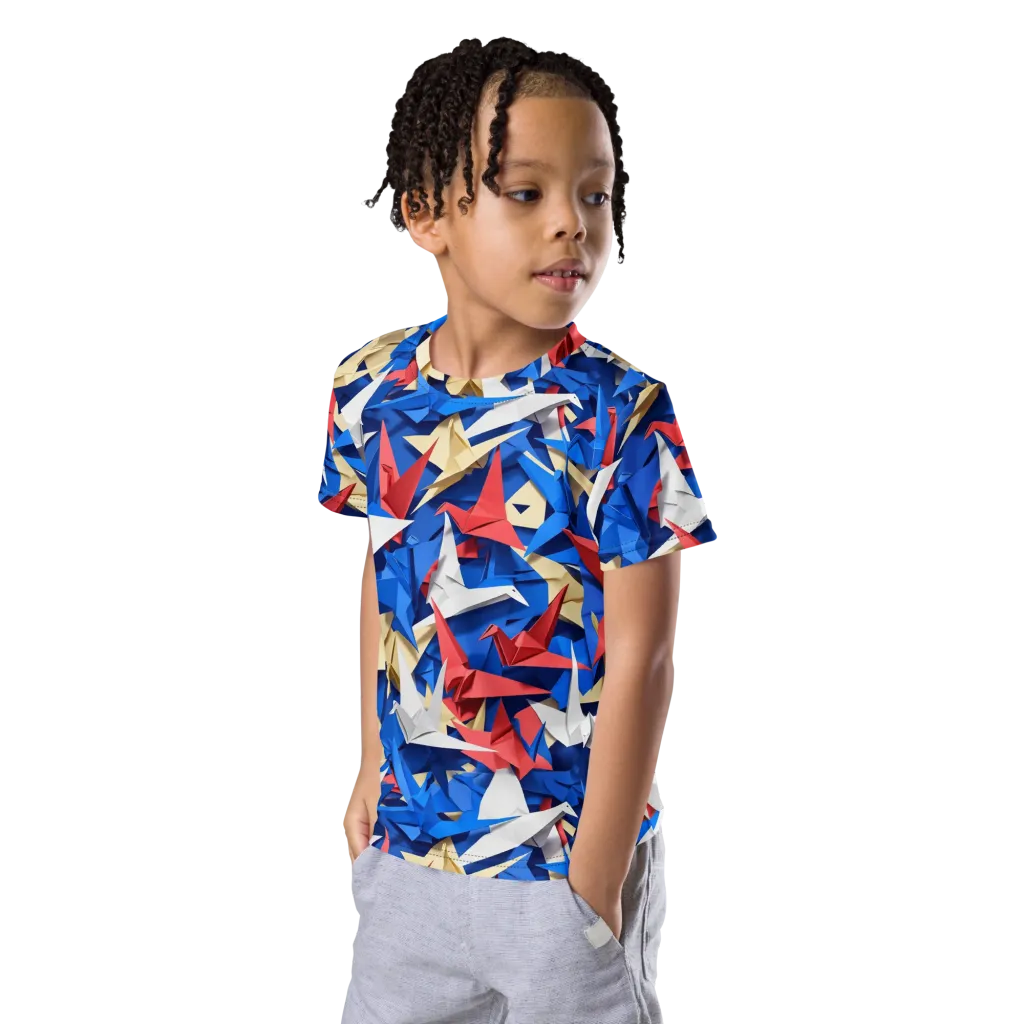 Crane Carnival on Kids Crew Neck T-Shirt — Left Front