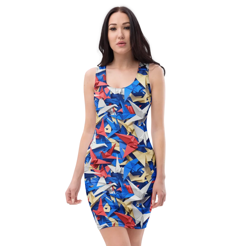 Crane Carnival on Bodycon Dress — Front