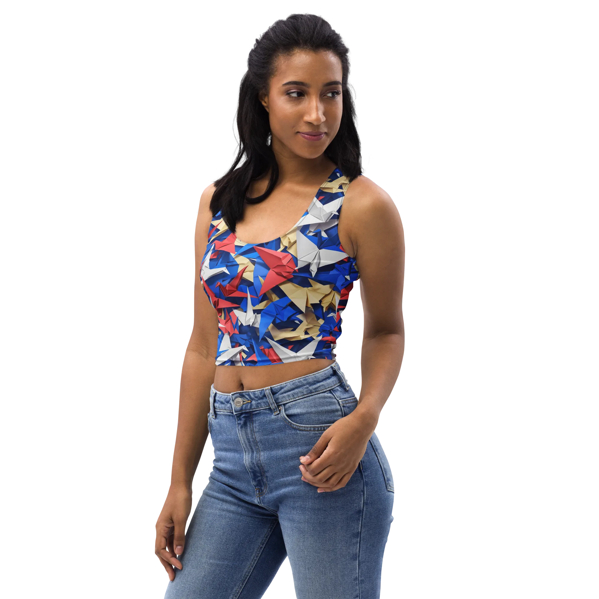 Crane Carnival on Crop Top — Left Front