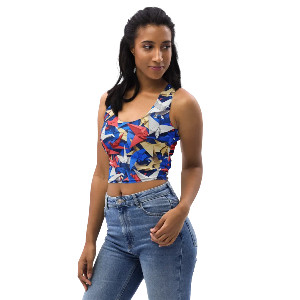 Crane Carnival on Crop Top — Left Front
