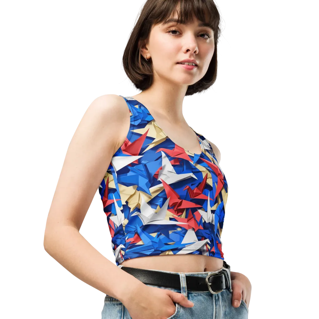 Crane Carnival on Crop Top — Right Front