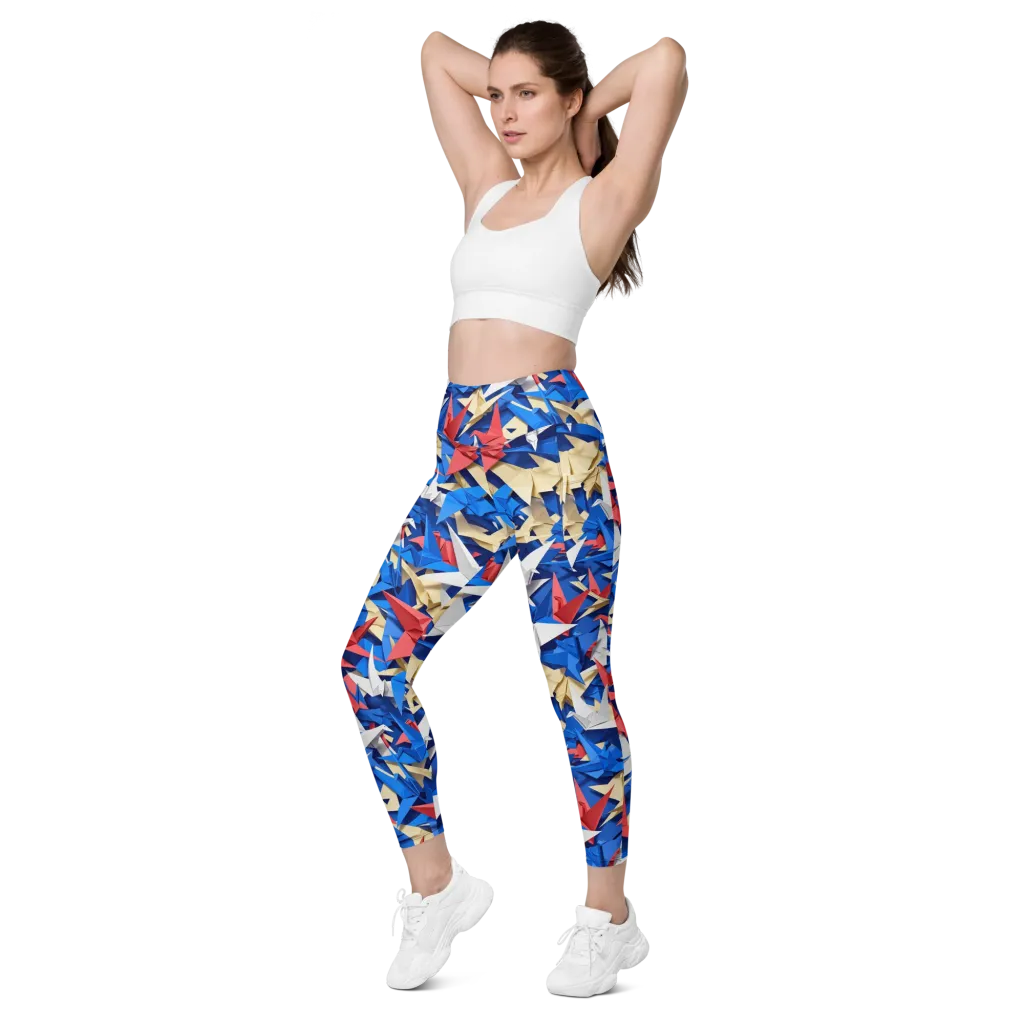 Crane Carnival on Leggings with Pockets — Left Front