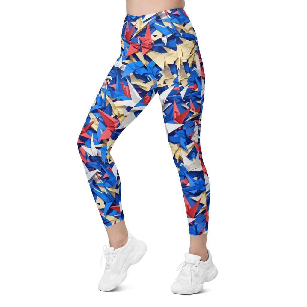 Crane Carnival on Leggings with Pockets — Left Front