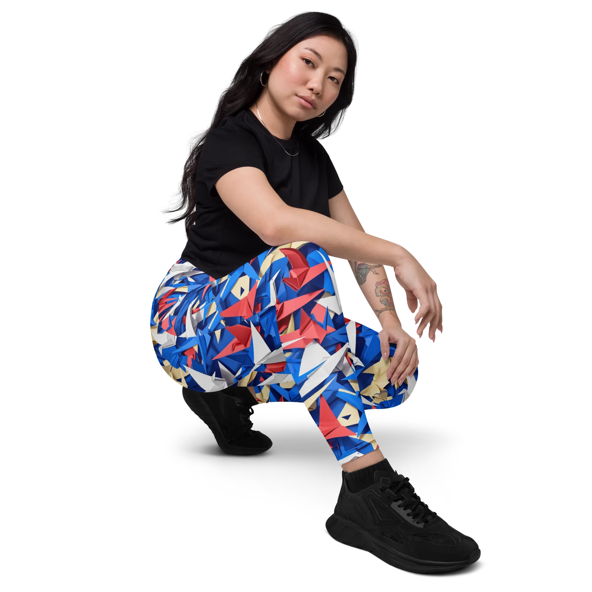 Crane Carnival on Leggings with Pockets — Right Front