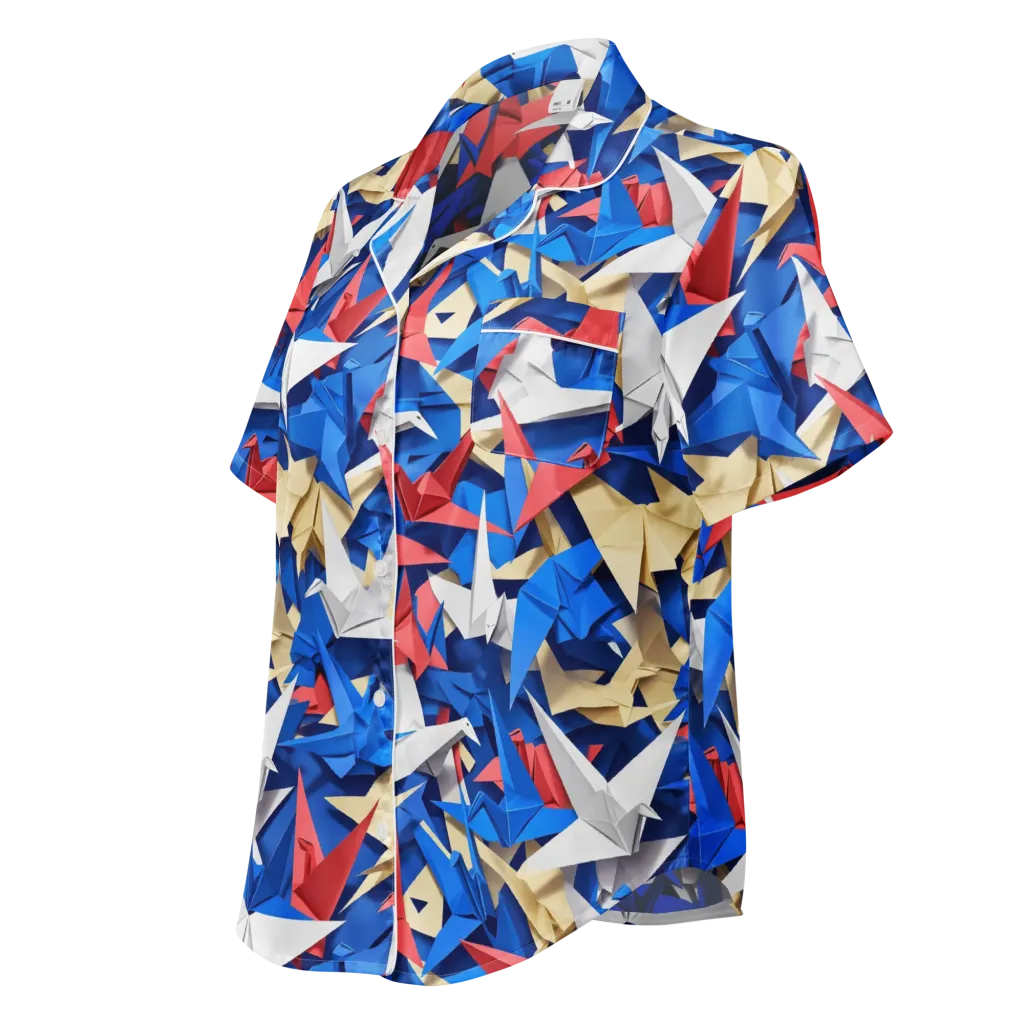 Crane Carnival on Women's Short Sleeve Pajama Top — Left Front
