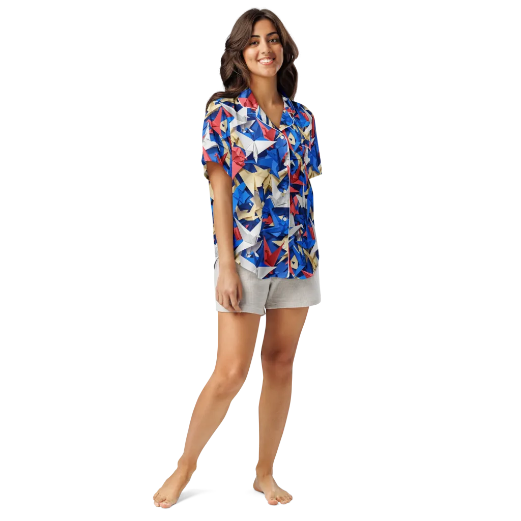 Crane Carnival on Women's Short Sleeve Pajama Top — Front
