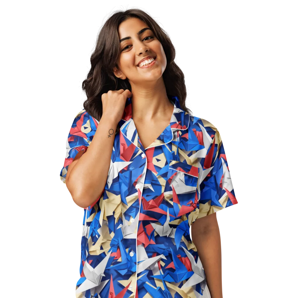 Crane Carnival on Women's Short Sleeve Pajama Top — Front