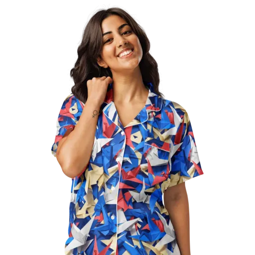 Crane Carnival on a Women's Short Sleeve Pajama Top