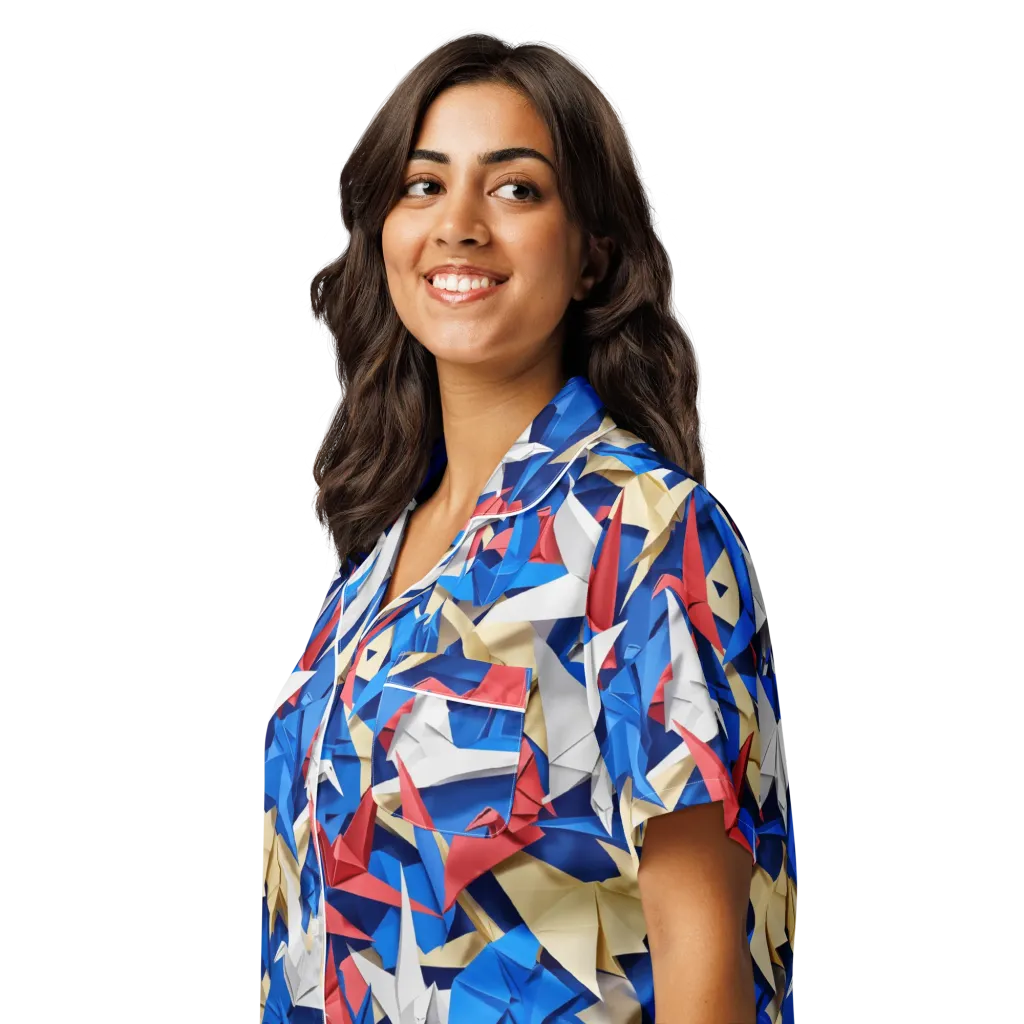Crane Carnival on Women's Short Sleeve Pajama Top — Left Front