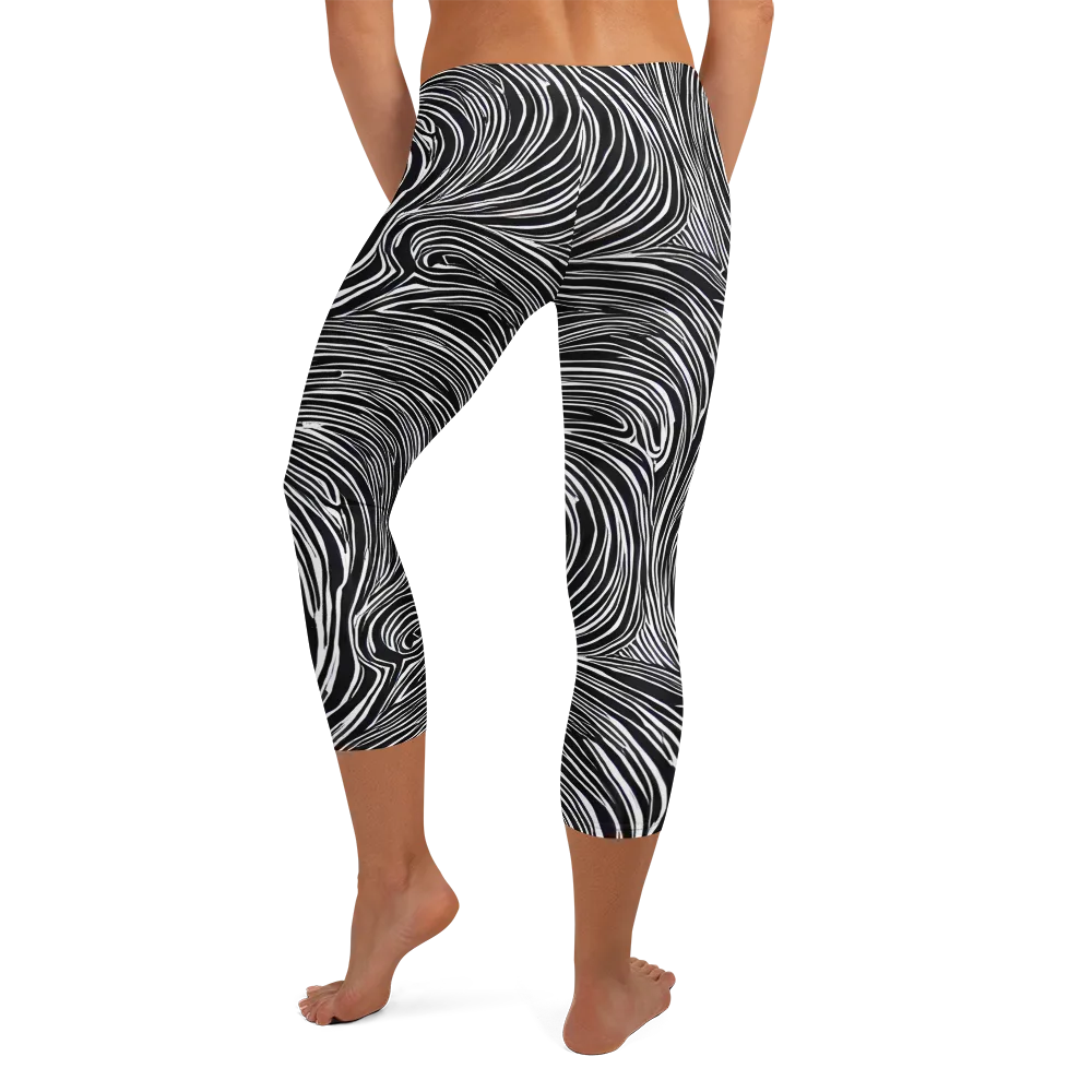 Zebra Vortex on Capri Leggings — Back
