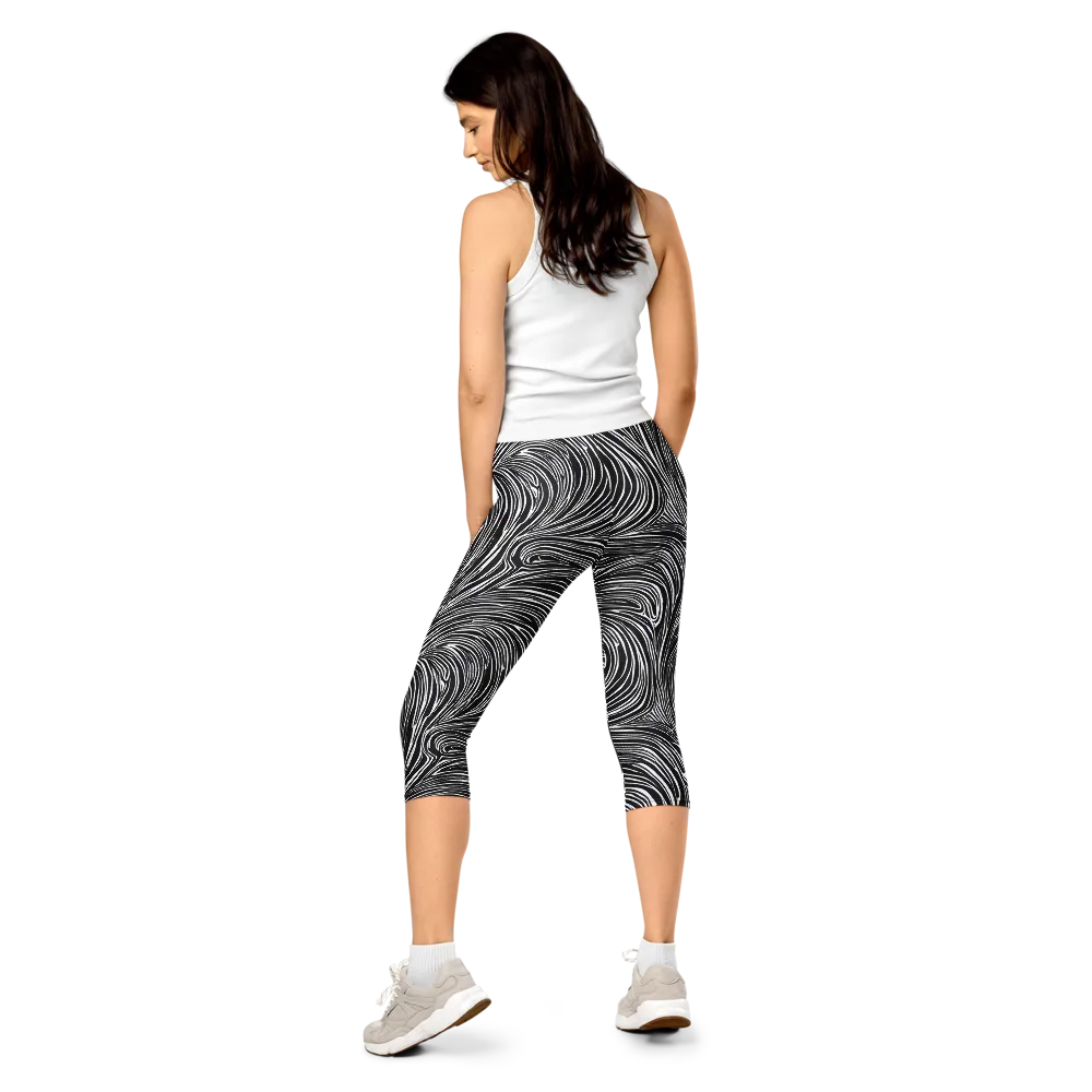 Zebra Vortex on Capri Leggings — Back