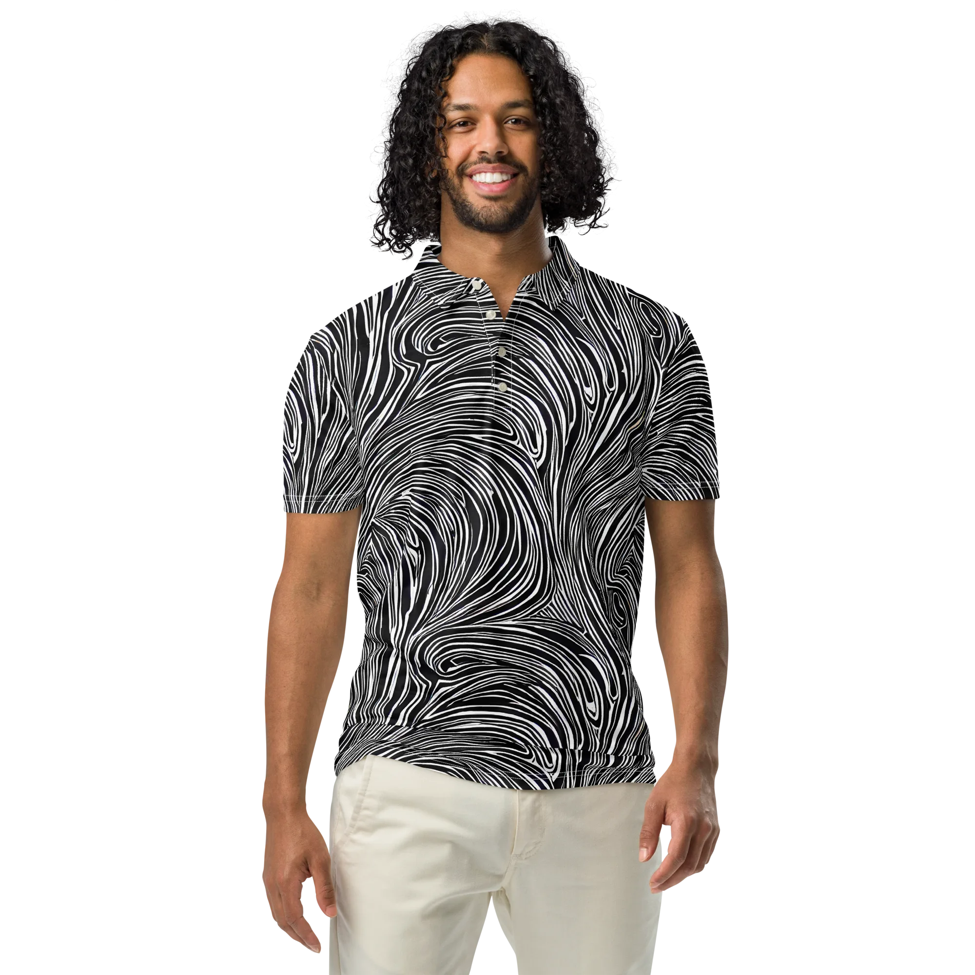 Zebra Vortex on Men's Slim Fit Polo Shirt — Front