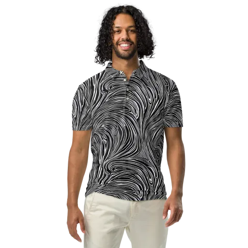 Zebra Vortex on a Men's Slim Fit Polo Shirt
