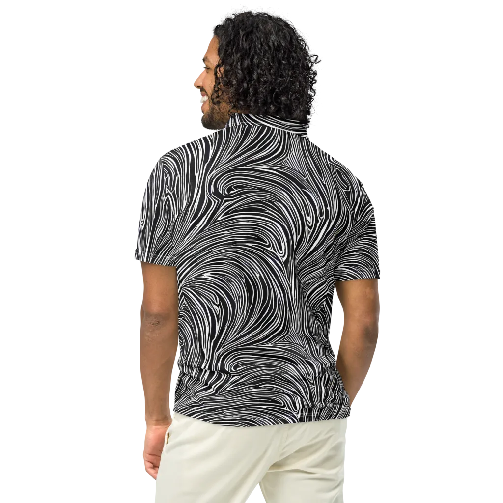 Zebra Vortex on Men's Slim Fit Polo Shirt — Back