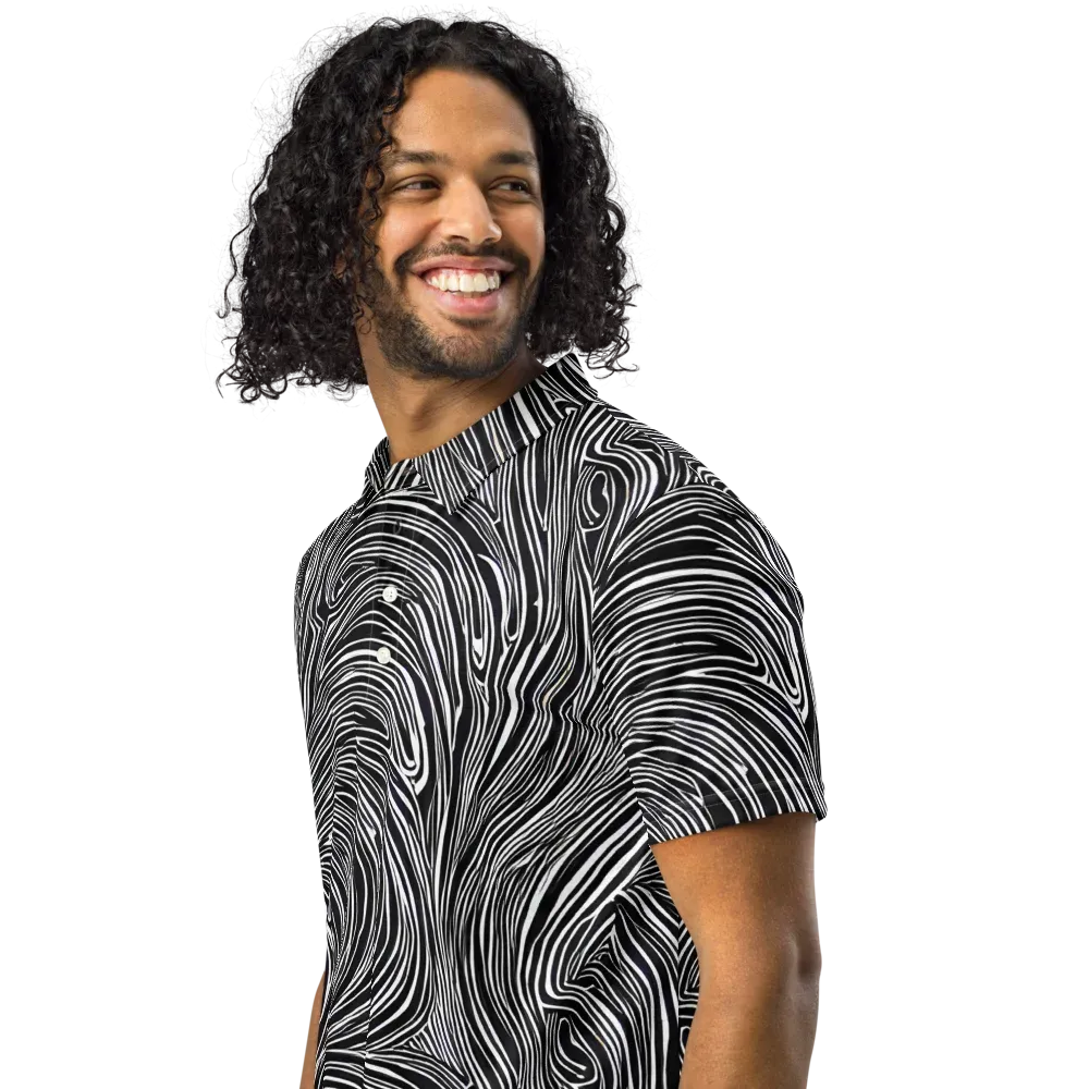 Zebra Vortex on Men's Slim Fit Polo Shirt — Left Front