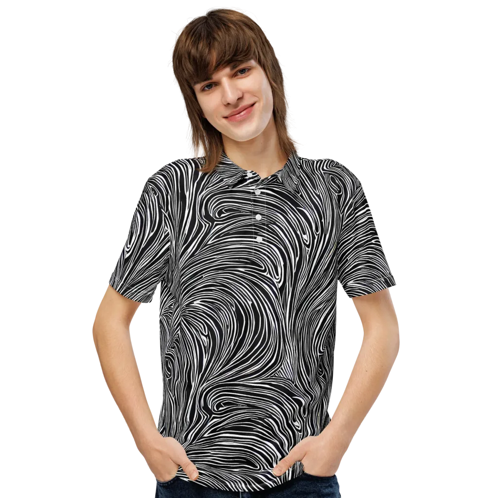 Zebra Vortex on Men's Slim Fit Polo Shirt — Front