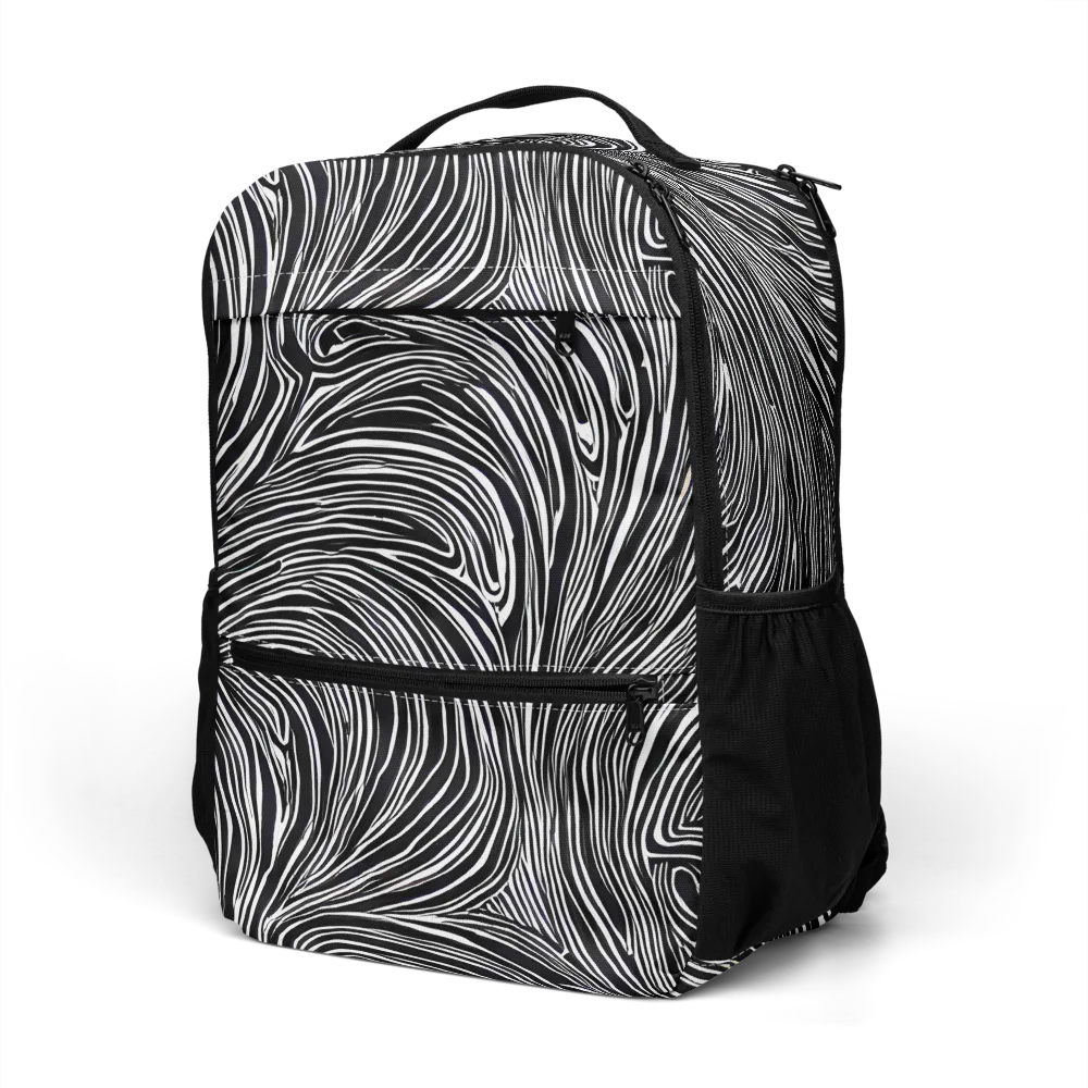 Zebra Vortex on Utility Backpack — Left Front