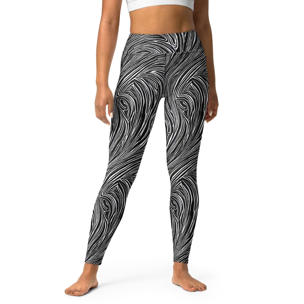 Zebra Vortex on Yoga Leggings — Front