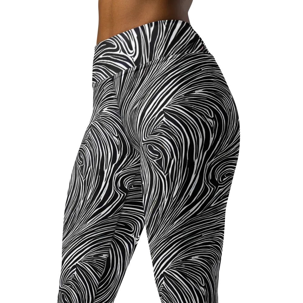 Zebra Vortex on Yoga Leggings — Left Front