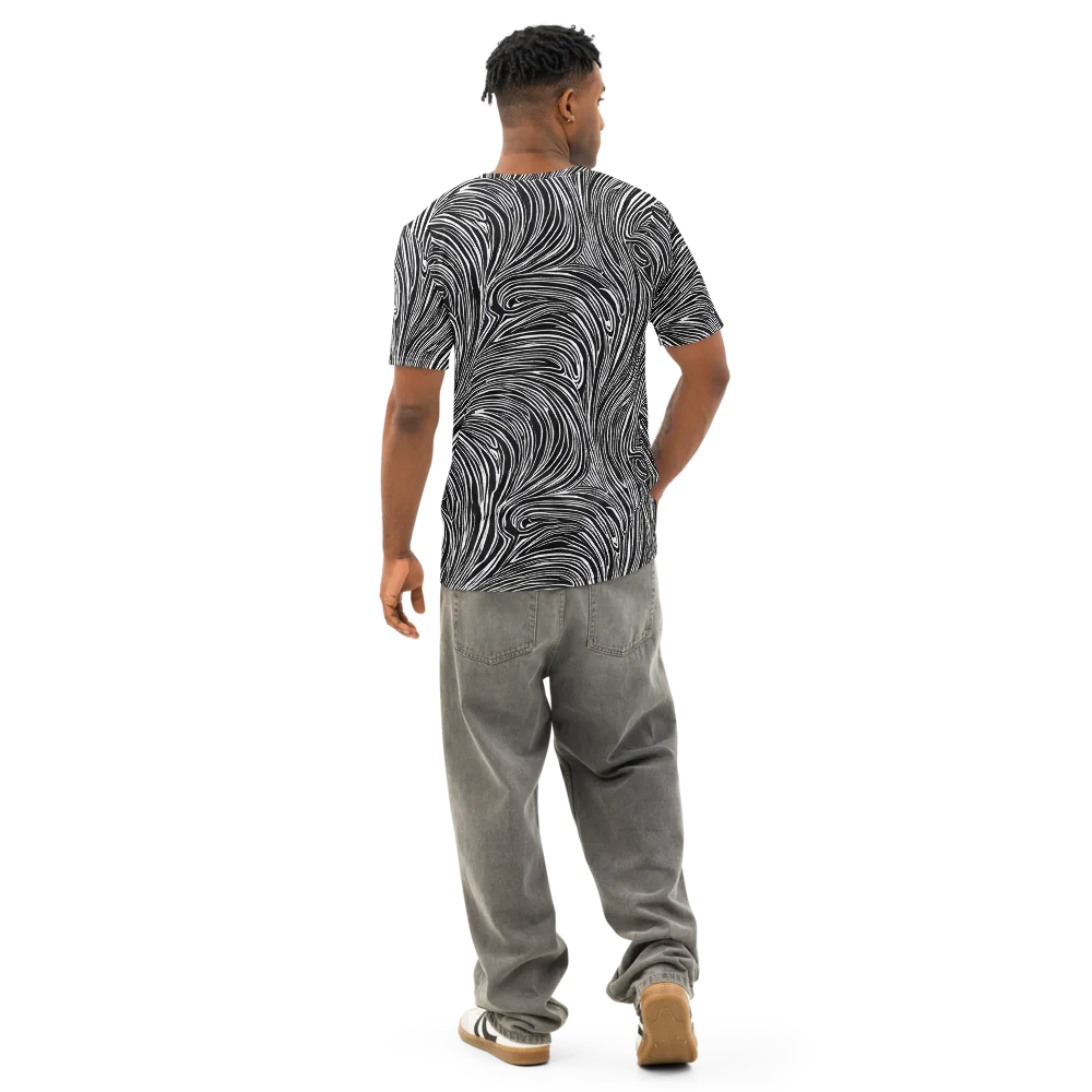 Zebra Vortex on Men's Cotton Crew Neck T-Shirt — Back
