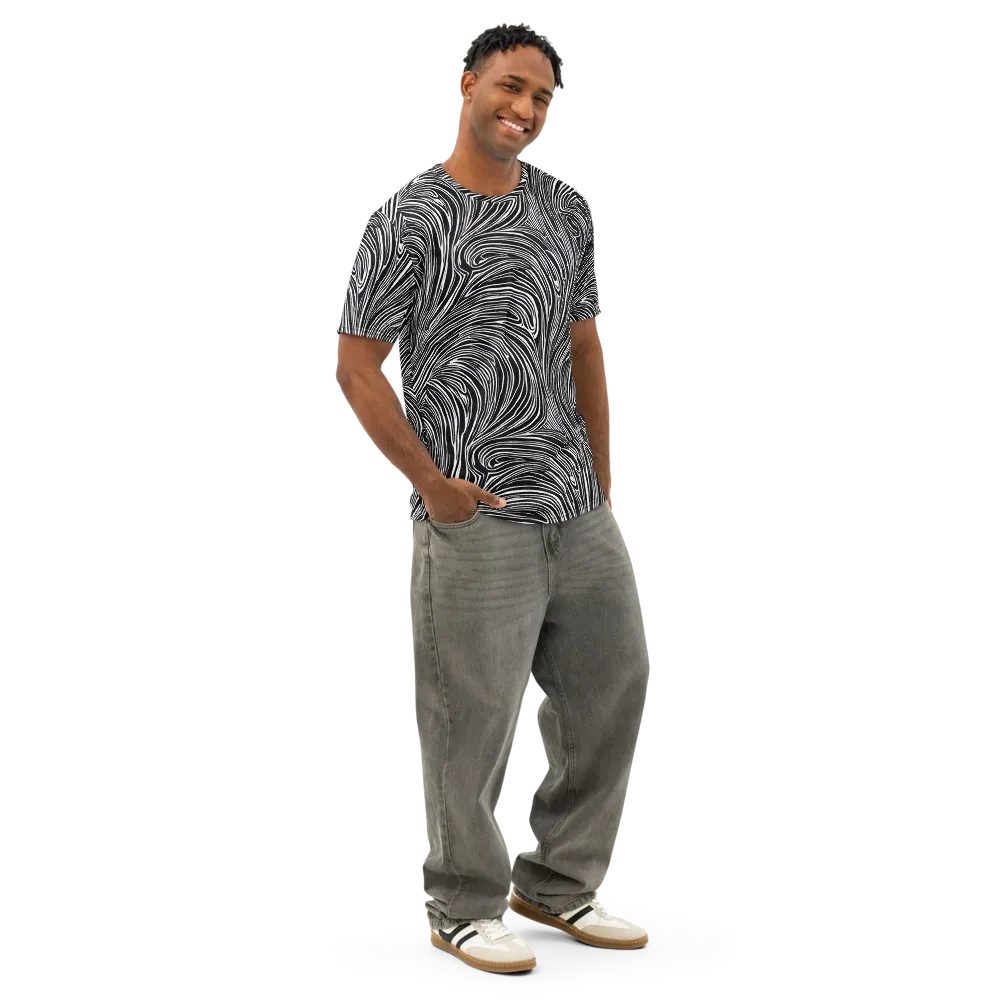 Zebra Vortex on Men's Cotton Crew Neck T-Shirt — Right Front