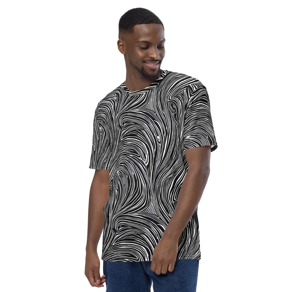 Zebra Vortex on Men's Crew Neck T-Shirt — Left