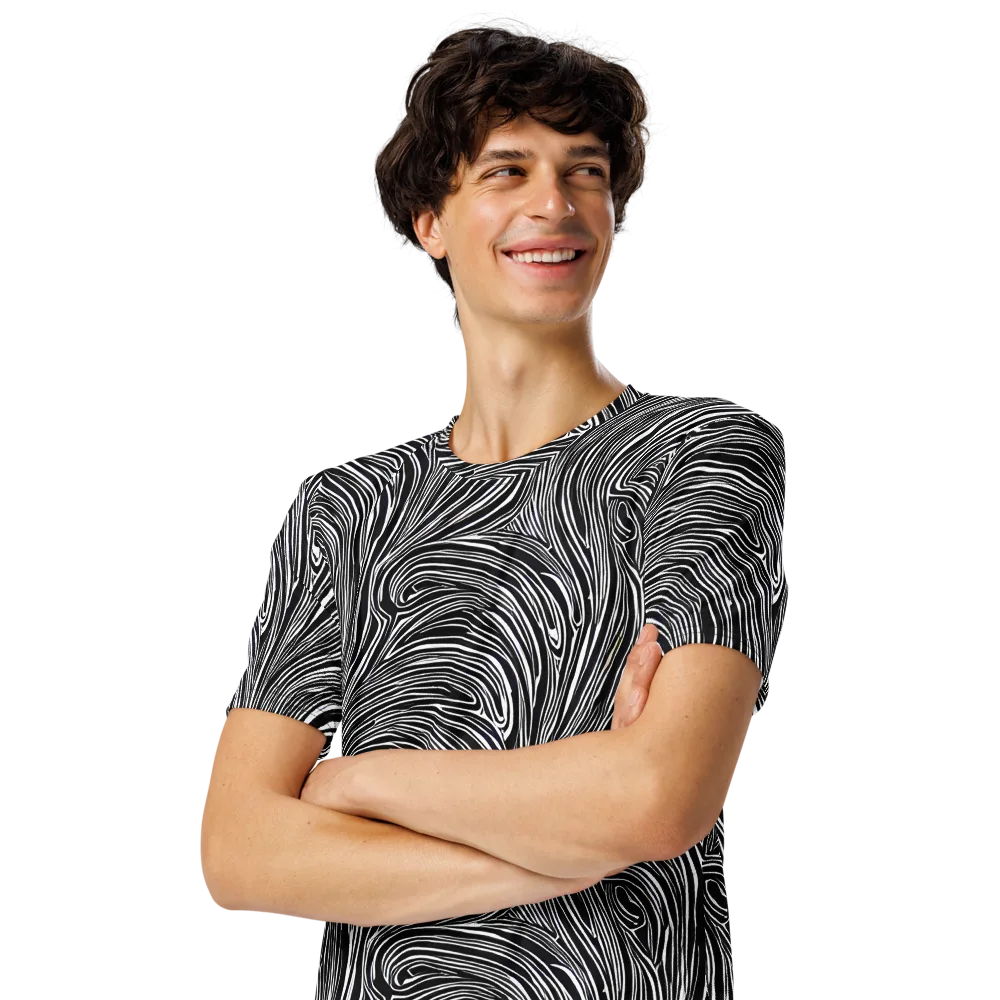 Zebra Vortex on Men's Crew Neck T-Shirt — Left Front
