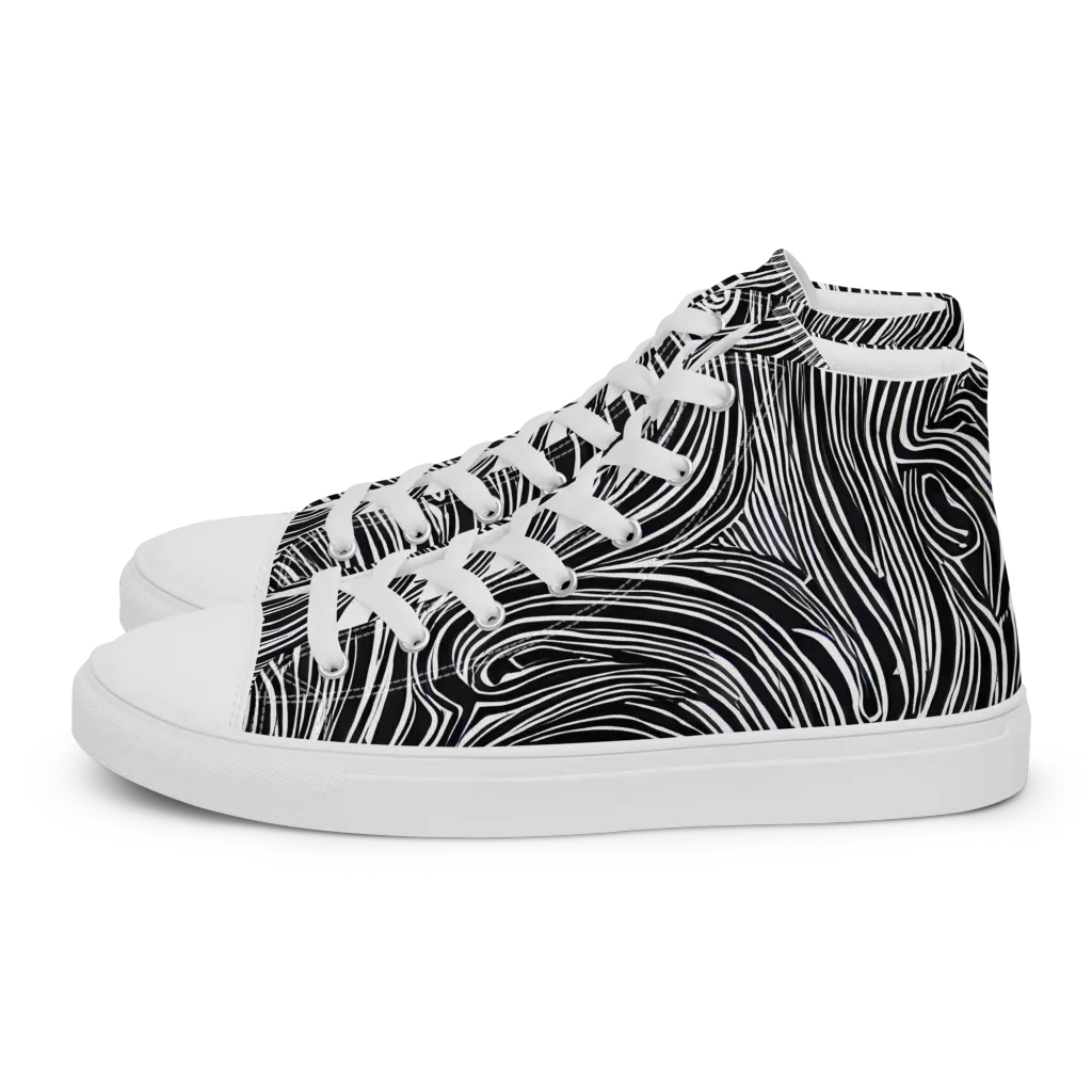 Zebra Vortex on Men's High Top Canvas Shoes — Left