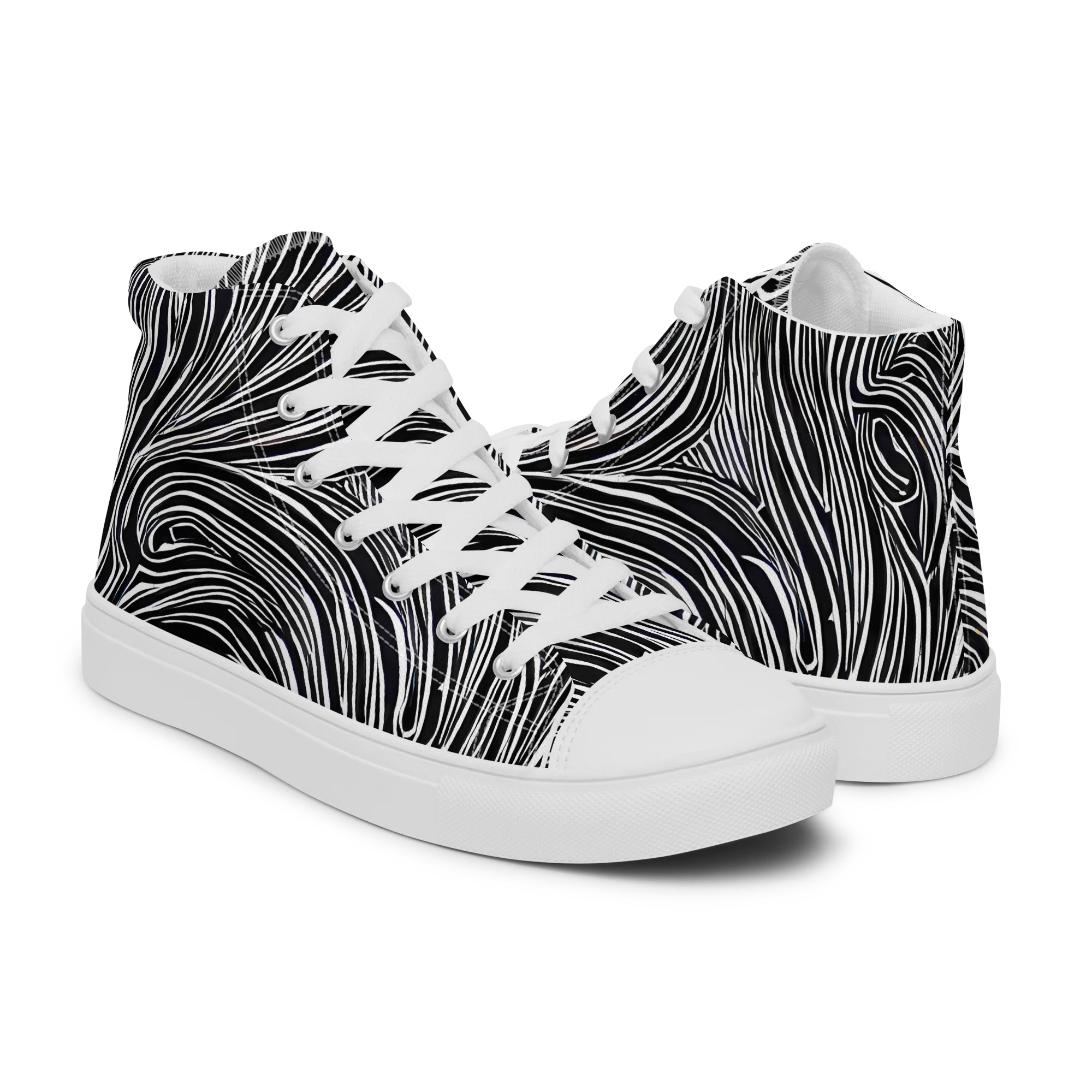 Zebra Vortex on Men's High Top Canvas Shoes — Right